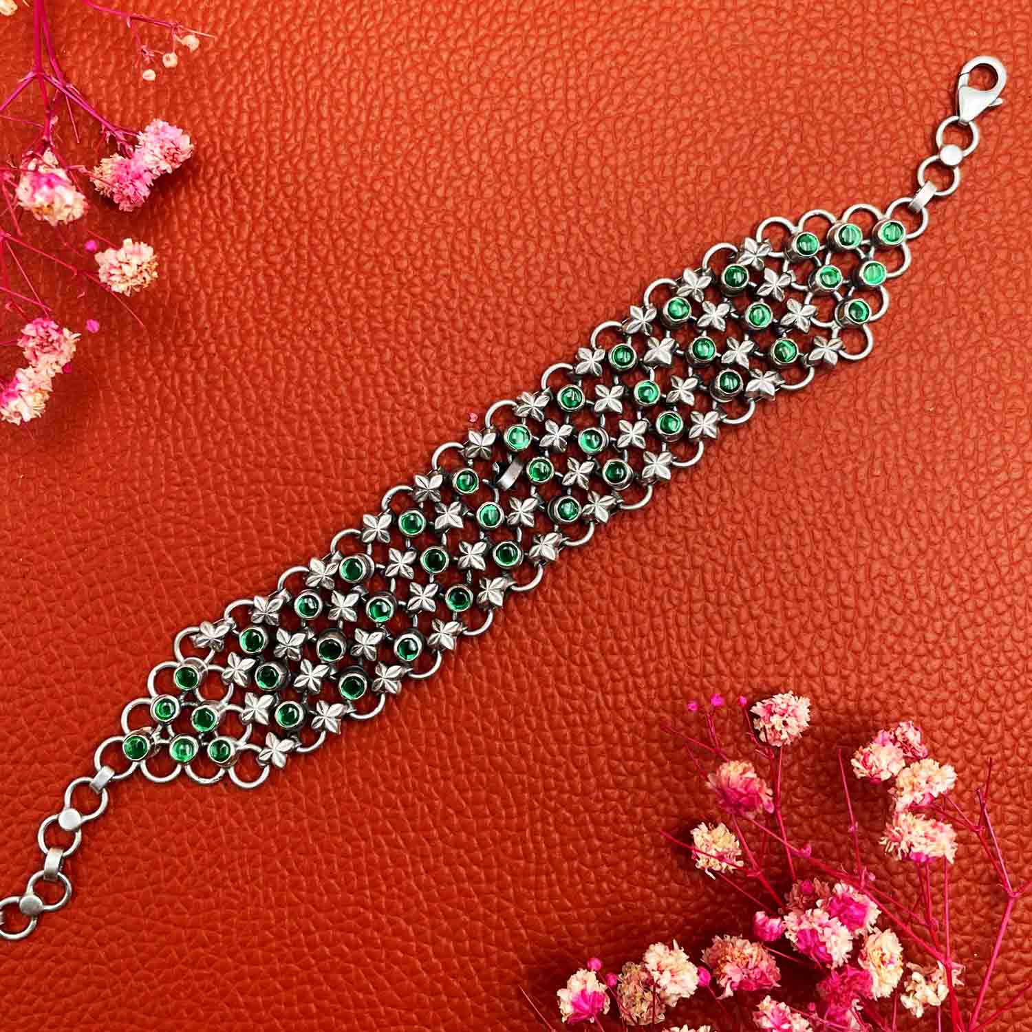 Avani green stone bracelet in silver Avani green stone bracelet in silver