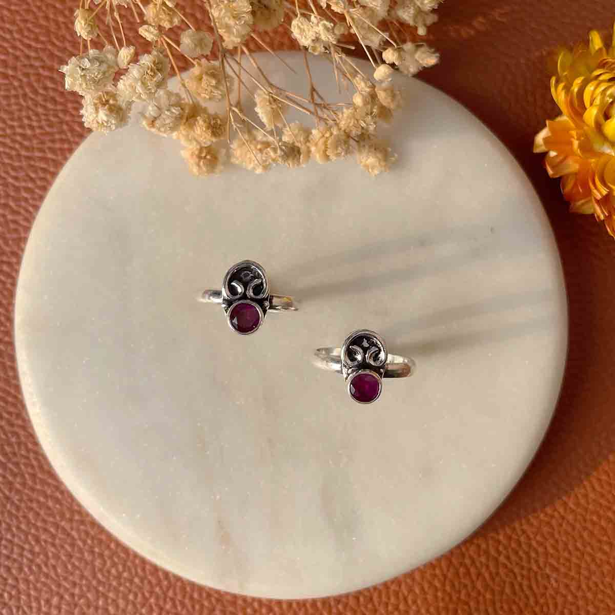 floral pink silver toering floral pink silver toering